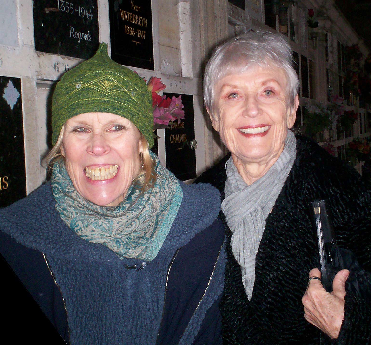 Carolyn and Joan at the cemetery
